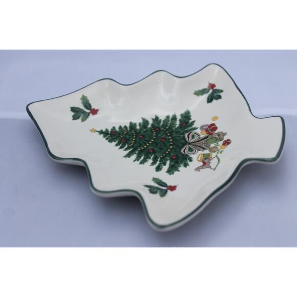 MIKASA Christmas Story Tree Shaped Dish Nut/Candy Plate Tray VINTAGE - Picture 2 of 4